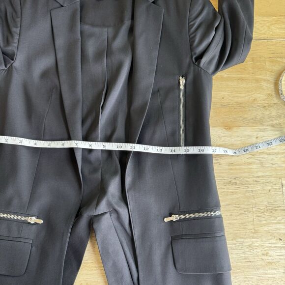 Preen By Thornton Bregazzi Blazer Black Wool Modern Rocker Back Slit Zipper S - Picture 7 of 16